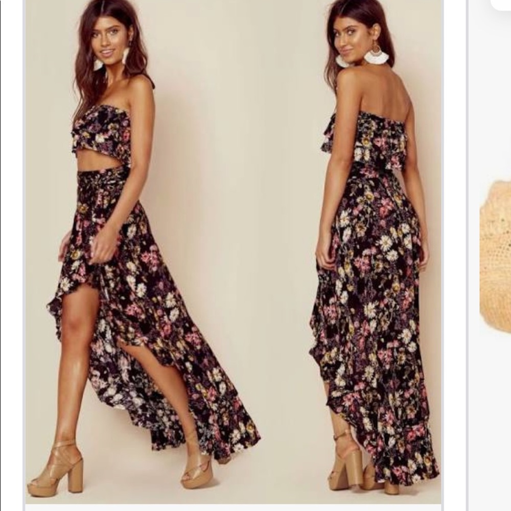 Blue Life Floral Ruffle Top and matching Wrap Skirt. Medium
